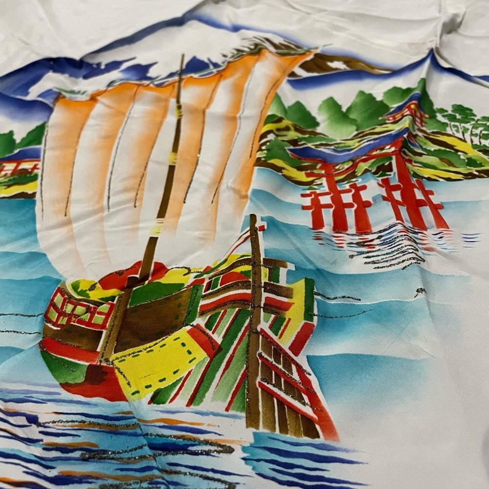 Vintage silkscreen hand painted scarf